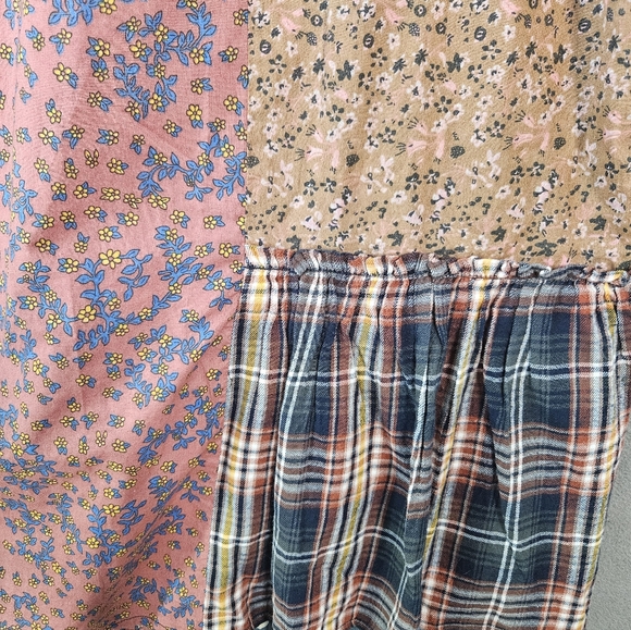 NWT Natural Life Purple Tiered Floral Tunic Dress Boho Peasant Patchwork Large - Picture 10 of 11